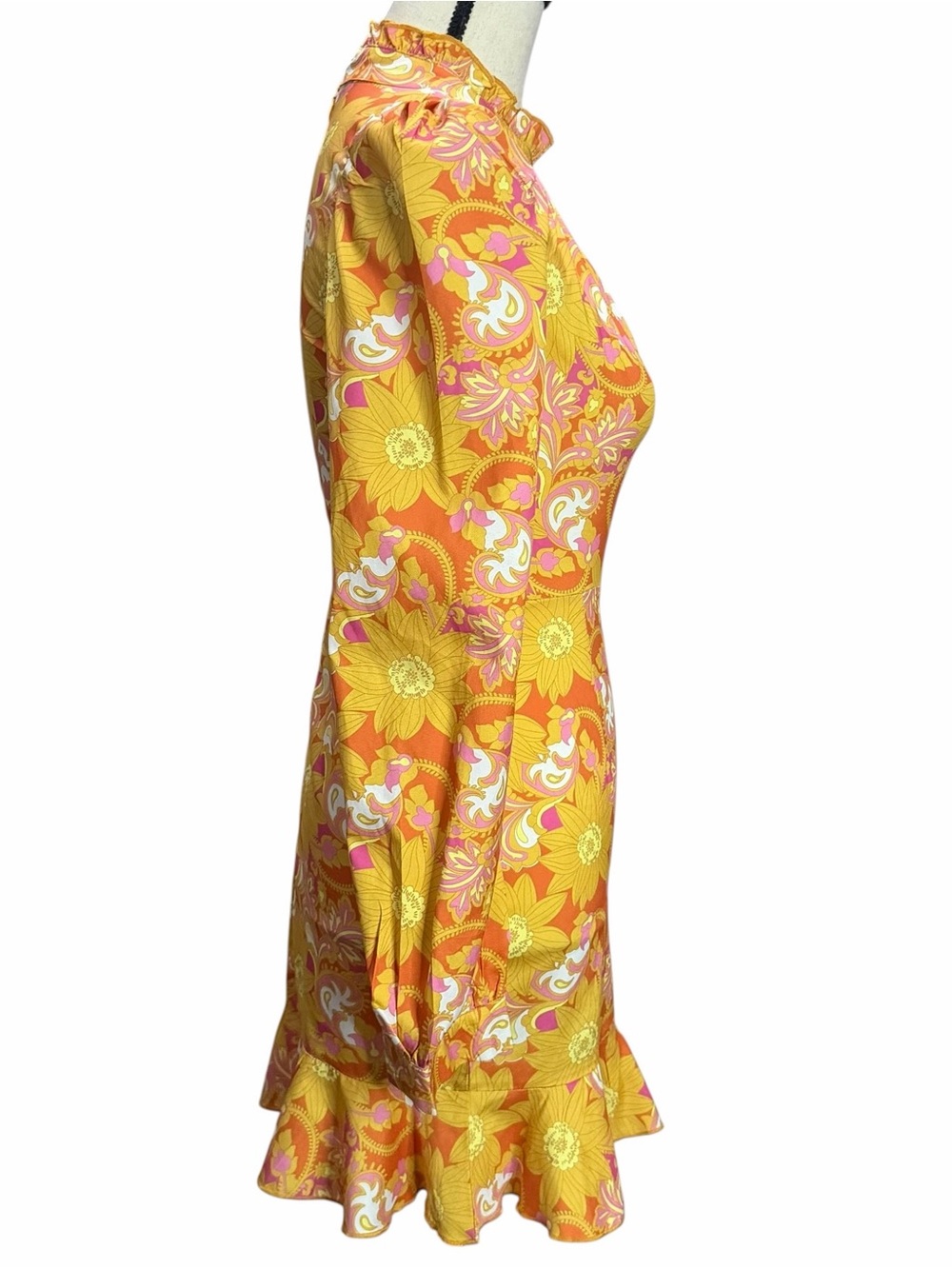 Cider Dress XS Retro Floral Paisley Ruffle Mini - Picture 5 of 9